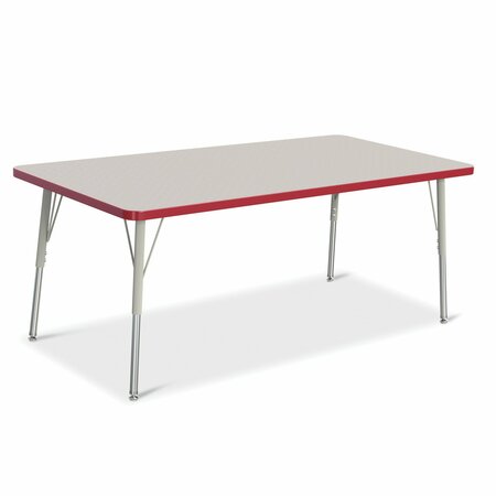 JONTI-CRAFT Berries Rectangle Activity Table, 30 in. x 60 in., A-height, Freckled Gray/Red/Gray 6408JCA008